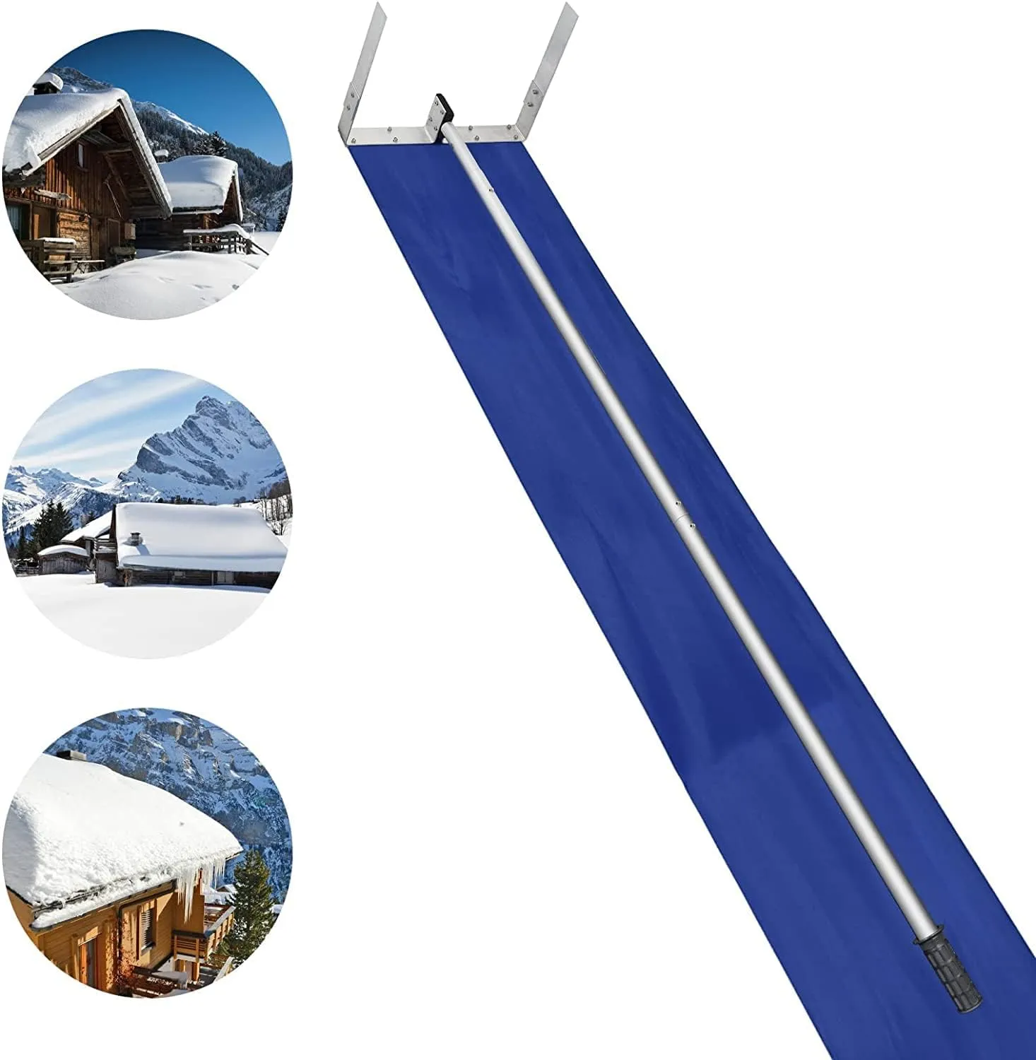 20 Feet Aluminum Snow Rake, with 17' Snow Slide, 5 Extension Tubes & Anti-Skid Handle, Telescoping Snow Removal Tool for Removing Snow, Leaves, Debris…