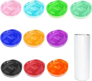 40 pcs 20oz Tumbler Slider Lids Spill Proof Splash Resistant Lid with Slider Closure Replacement Lid,BPA Free, Multi-colored Tumbler Cup Lids Cover