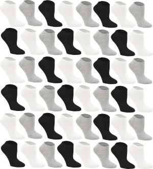 48 Pairs Womens Low Cut Ankle Socks, Comfortable Lightweight Breathable Athletic Bulk Pack Wholesale