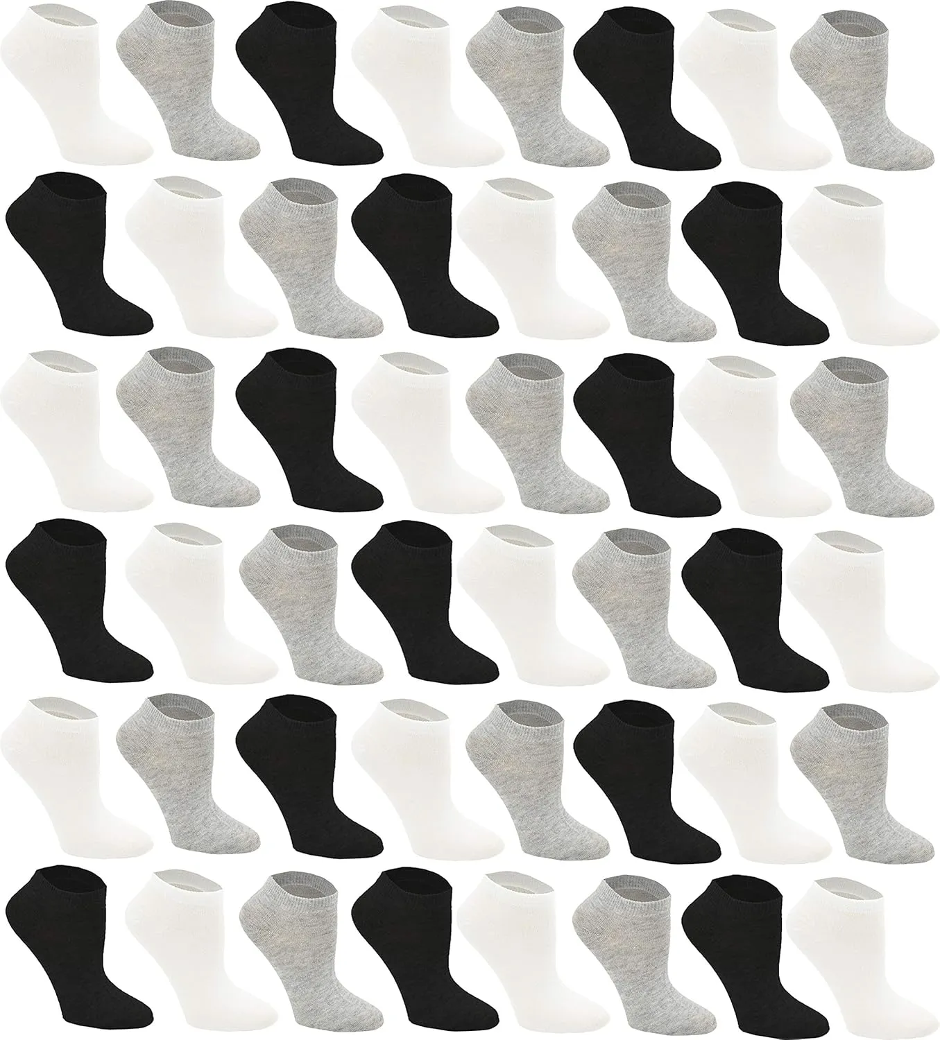48 Pairs Womens Low Cut Ankle Socks, Comfortable Lightweight Breathable Athletic Bulk Pack Wholesale