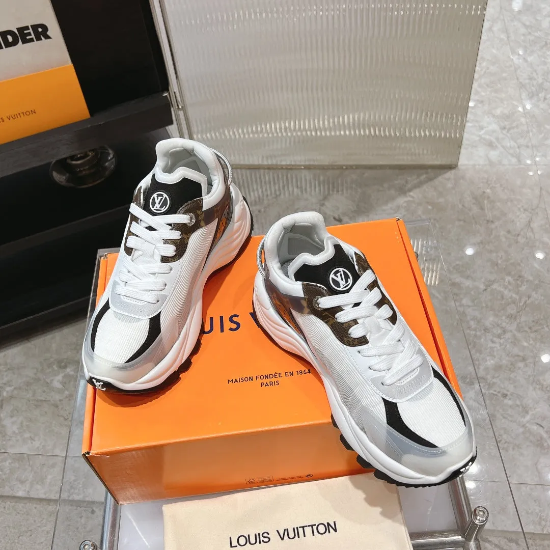 50mm Last-minute opportunity Fabric Polyester Louis Black Monogram Mesh 55 Vuitton Sneaker Brown Run Excellent reviews