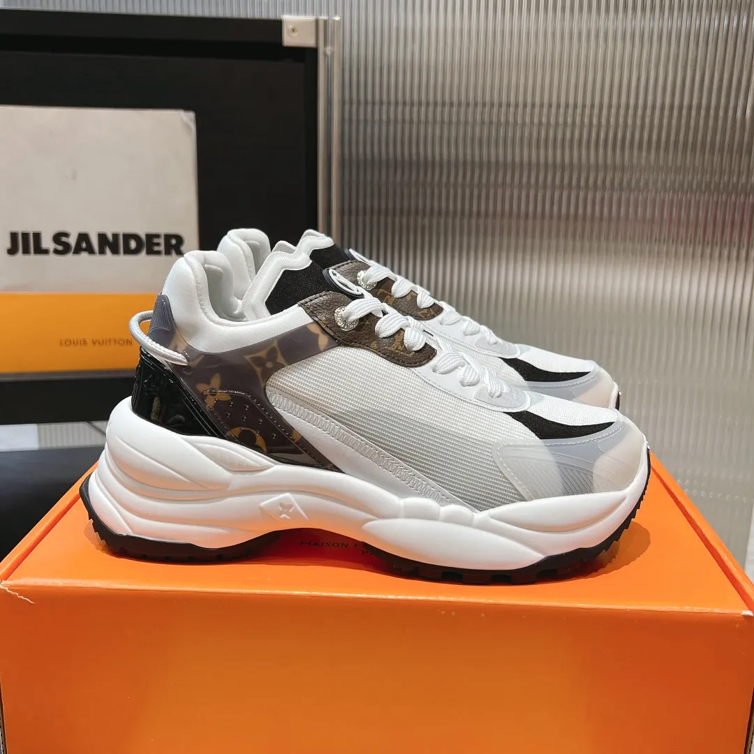 50mm Last-minute opportunity Fabric Polyester Louis Black Monogram Mesh 55 Vuitton Sneaker Brown Run Excellent reviews