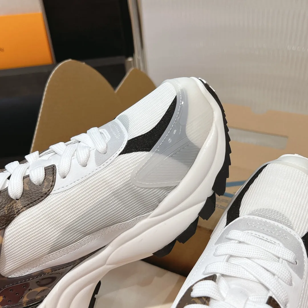 50mm Last-minute opportunity Fabric Polyester Louis Black Monogram Mesh 55 Vuitton Sneaker Brown Run Excellent reviews