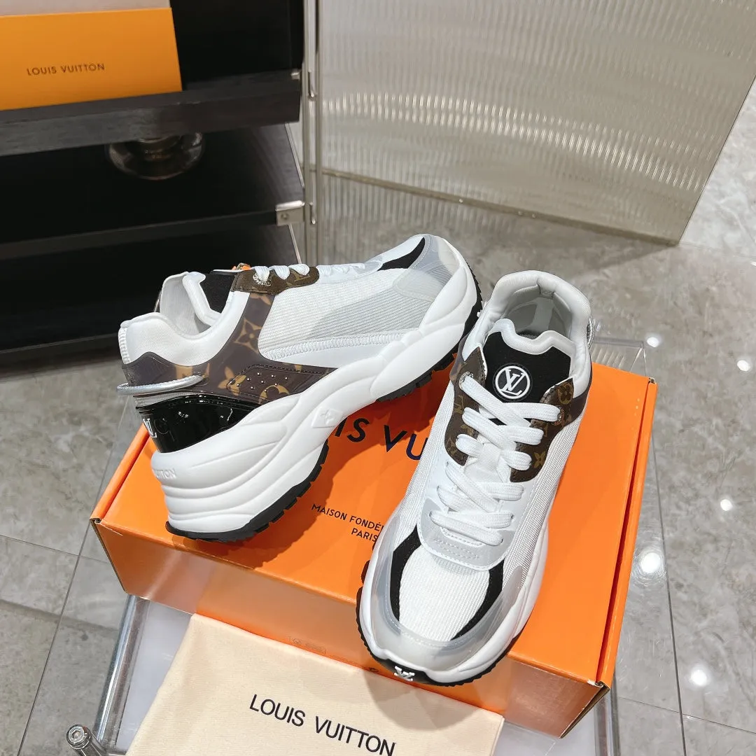 50mm Last-minute opportunity Fabric Polyester Louis Black Monogram Mesh 55 Vuitton Sneaker Brown Run Excellent reviews