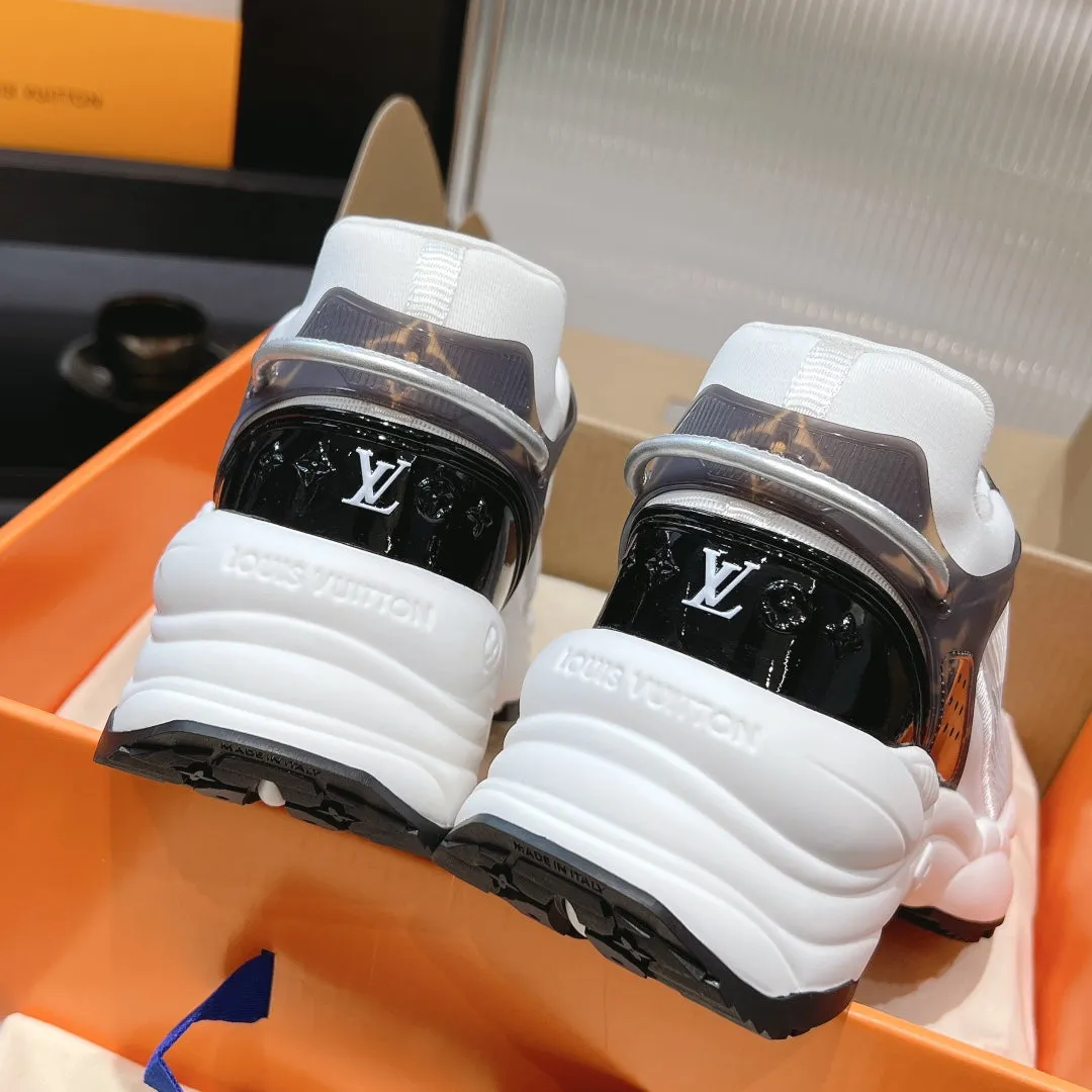 50mm Last-minute opportunity Fabric Polyester Louis Black Monogram Mesh 55 Vuitton Sneaker Brown Run Excellent reviews