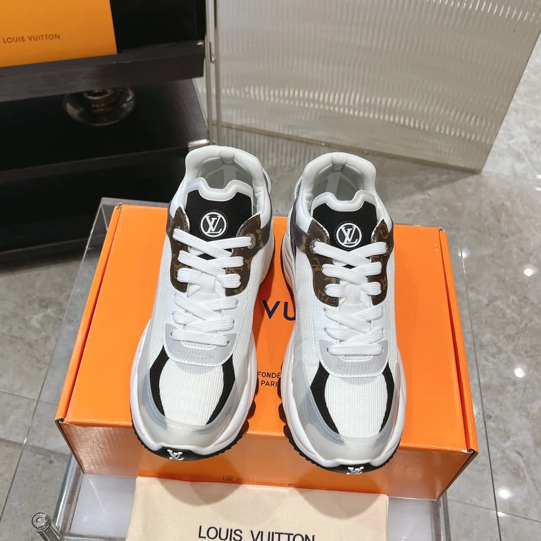50mm Last-minute opportunity Fabric Polyester Louis Black Monogram Mesh 55 Vuitton Sneaker Brown Run Excellent reviews