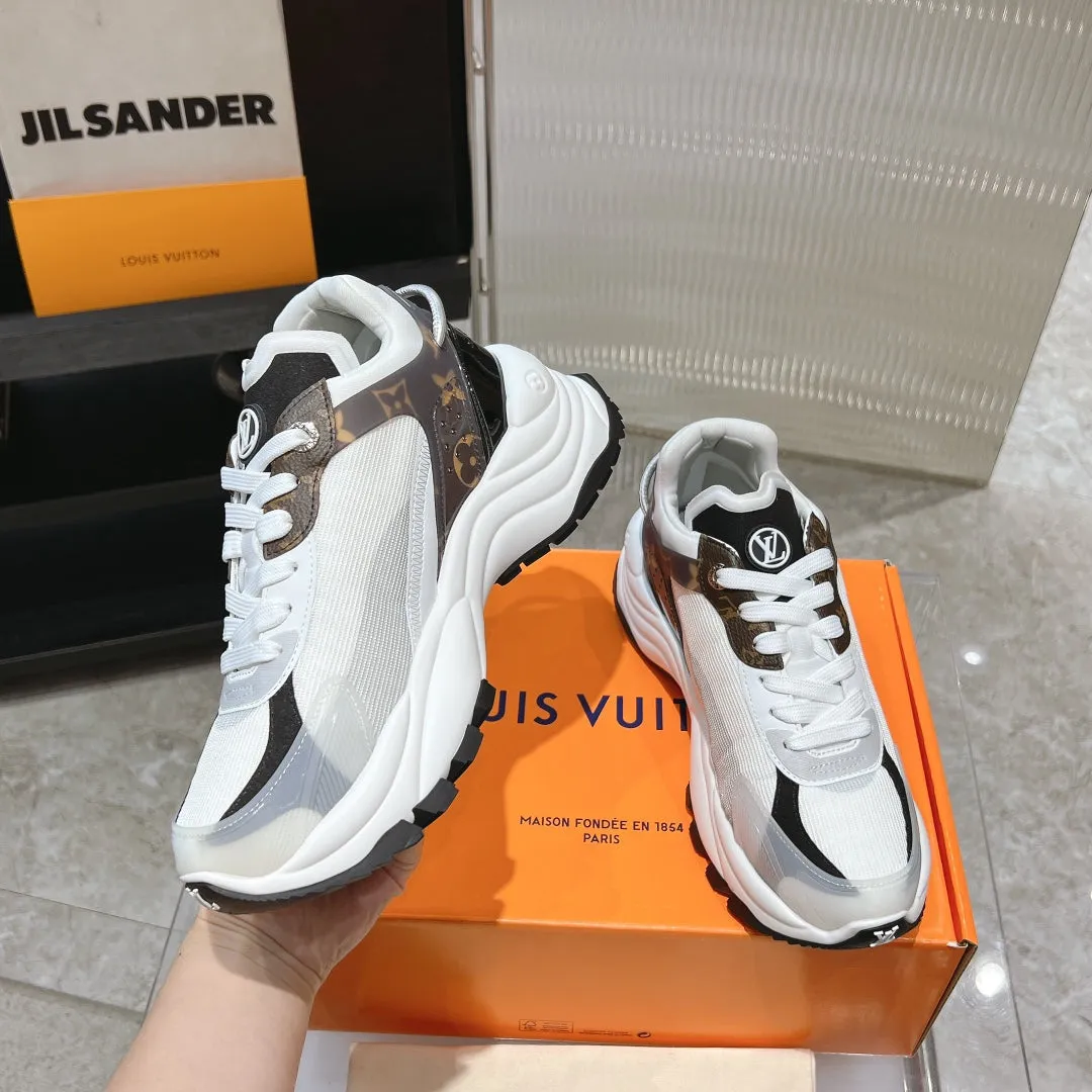 50mm Last-minute opportunity Fabric Polyester Louis Black Monogram Mesh 55 Vuitton Sneaker Brown Run Excellent reviews
