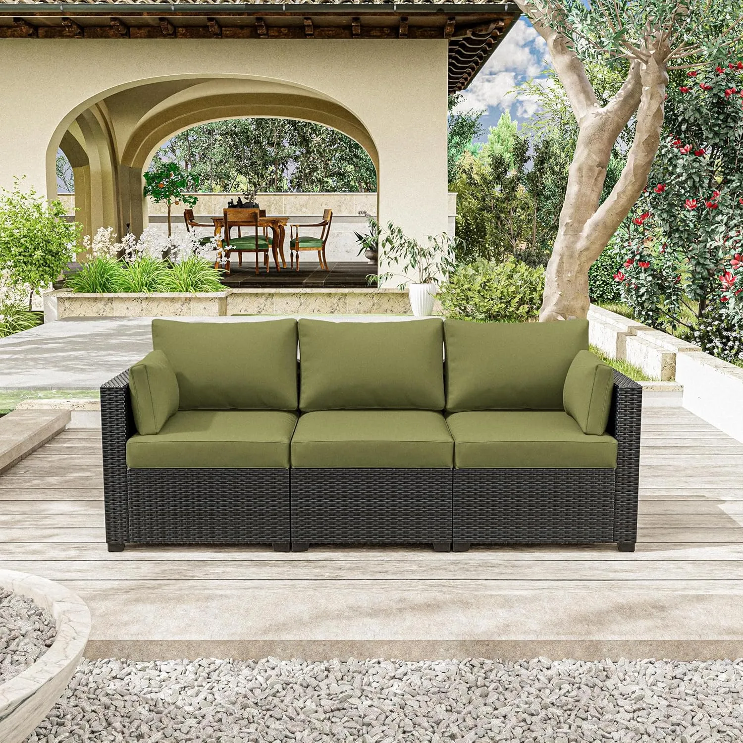 8p Outdoor Cushion Slipcovers Outdoor Patio Cushions Covers Replacement Waterproof with Zipper for 3-Seat Outdoor Rattan Sofa Patio Furniture Cushion Covers Light Green, Covers Only
