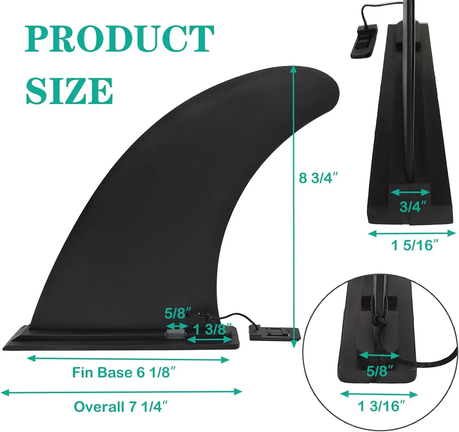 9" Paddle Board Fin Repalcement Universal, Nylon Fiberglass Reinforced, No-Tool Installation, Single Center Fin for Most Inflatable SUPs, Surfboard, Stand-up Paddleboard, Longboard