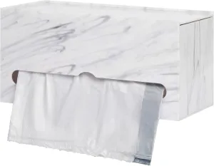 Acrylic Marble Trash Bag Holder, Bag Roll Dispenser, Countertop or Wall Mount Organizer for Plastic Garbage Bags, Grocery Shopping Bags and Tissue, Cabinet and Under Sink Storage Container