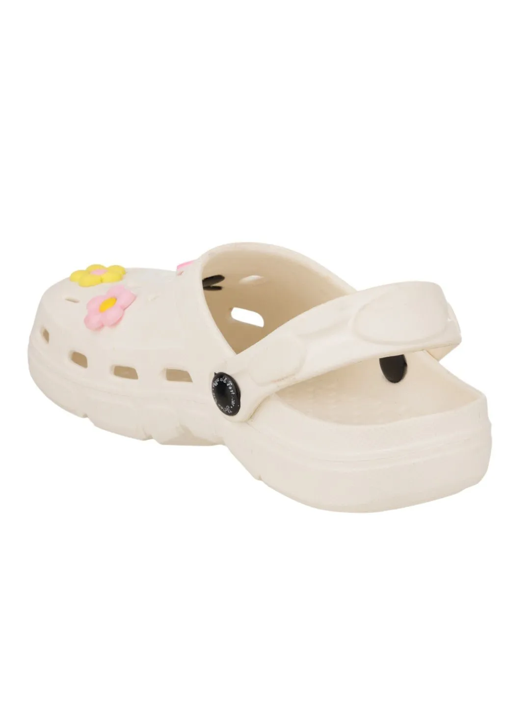 Adorable Clogs with Panda Faces, Hearts, Flowers and Hi Charm for Girls- White