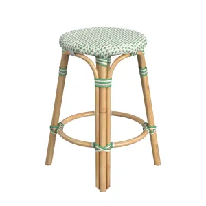 Alastair Bar & Counter Stool Birch Lane™ Color: White/Green Dot/Natural Rattan Frame Seat Height: Counter Stool (24" Seat Height)