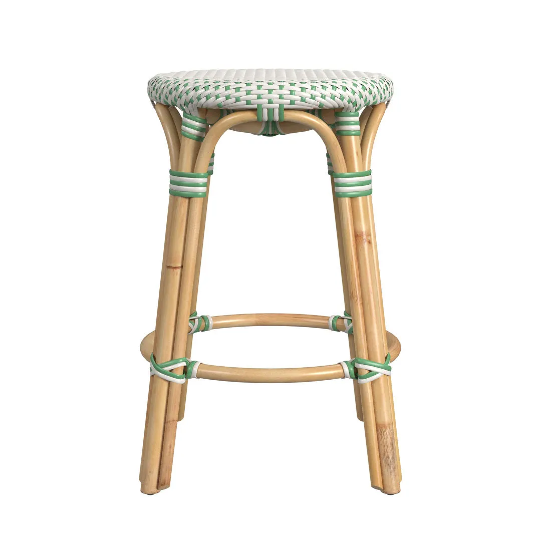 Alastair Bar & Counter Stool Birch Lane™ Color: White/Green Dot/Natural Rattan Frame Seat Height: Counter Stool (24" Seat Height)