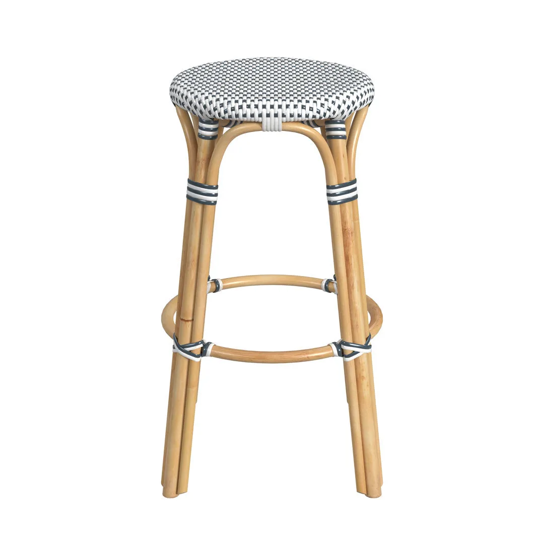 Alastair Bar & Counter Stool Birch Lane™ Color: White/Navy Dot/Natural Rattan Frame Seat Height: Bar Stool (30" Seat Height)