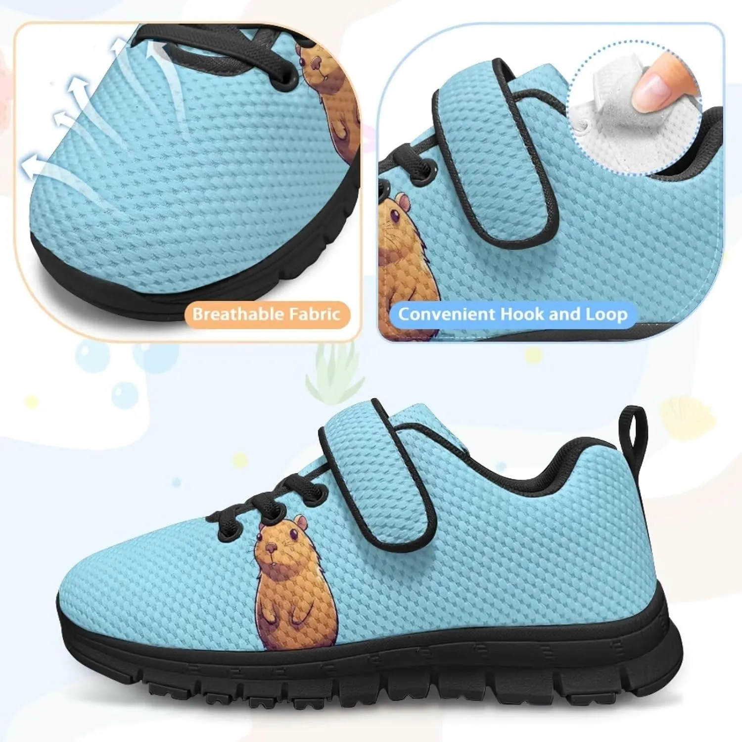 Animal Print Shoes for Kids Girls One Strap Tennis Sneakers Mesh Running Shoes Lightweight Athletic Shoes