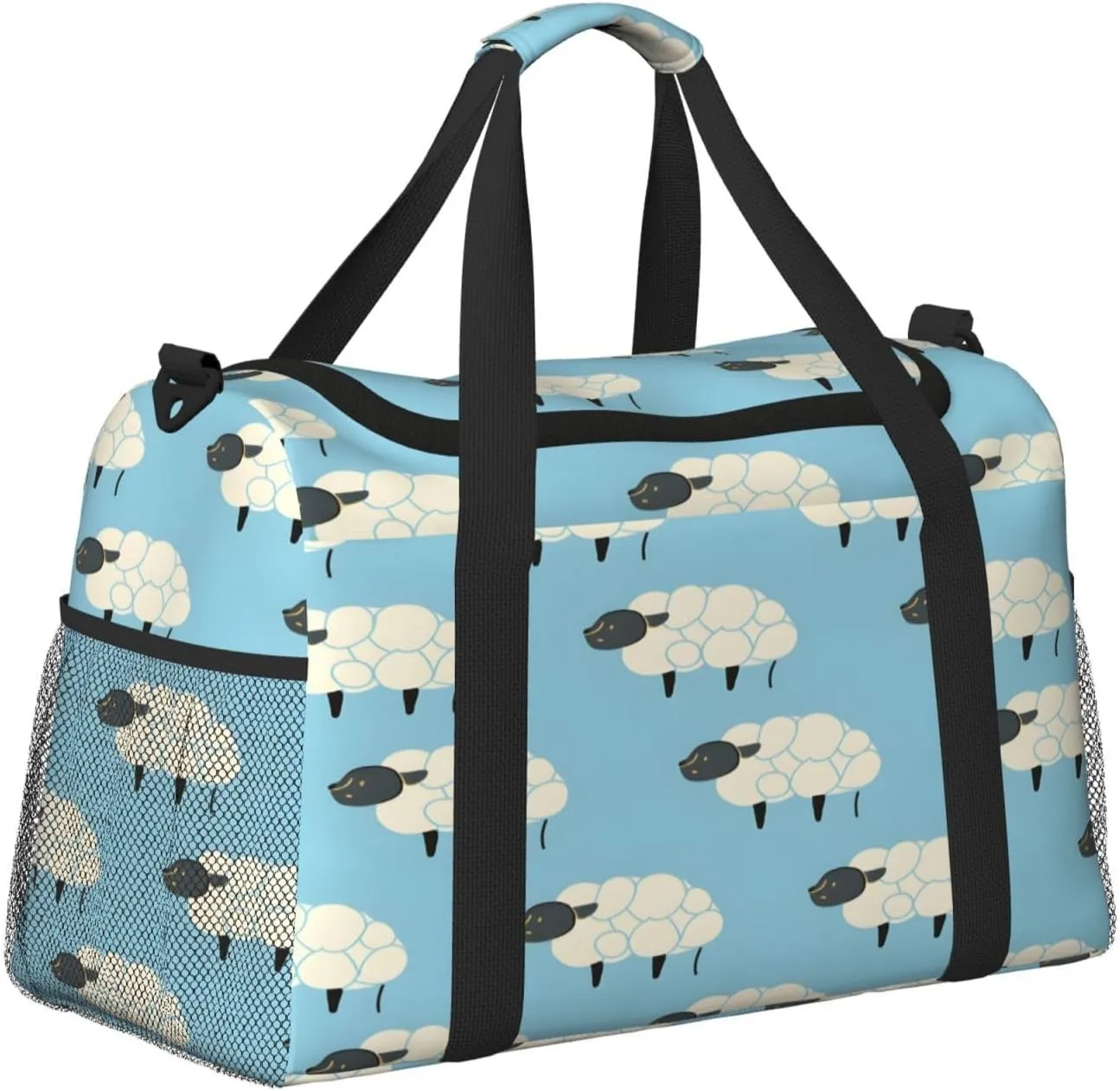 Animal Sheep Pattern Travel Duffel Bag with Strap Multi Pockets Sports Bag Handbag Large Shoulder Bag for Gym Weekend Fitness Camping