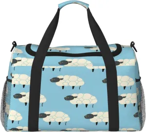 Animal Sheep Pattern Travel Duffel Bag with Strap Multi Pockets Sports Bag Handbag Large Shoulder Bag for Gym Weekend Fitness Camping
