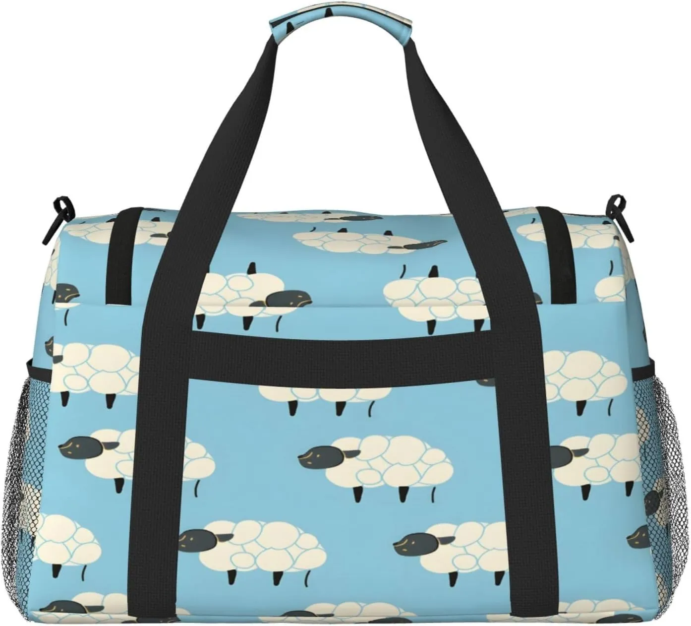 Animal Sheep Pattern Travel Duffel Bag with Strap Multi Pockets Sports Bag Handbag Large Shoulder Bag for Gym Weekend Fitness Camping