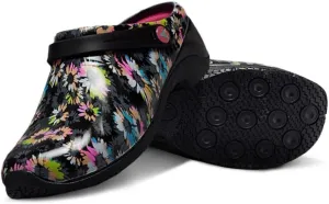 Anywear Zone Women's Healthcare Professional Injected Clog with Backstrap, 8, Floral Fireworks