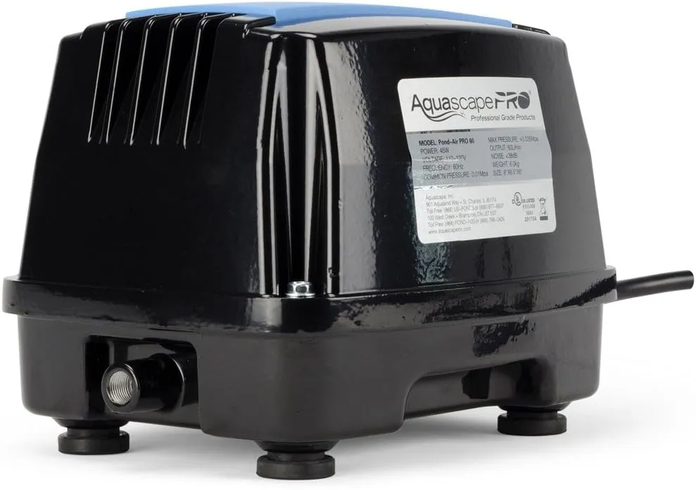 Aquascape Pro Air 60 Pond Aerator and Aeration Kit with Tubing and Self-Cleaning Diffusers, Out-door Rated | 61008,Black