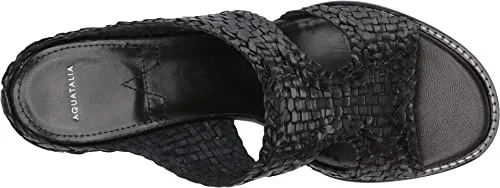 Aquatalia Elena Black Woven Leather 8.5 B (M)