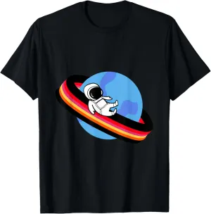 Astronaut Saturn Planet Ringlet Fun Slide T-Shirt