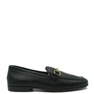 Atlanta Mocassin Black Pebbled Buckle Yacht Loafer