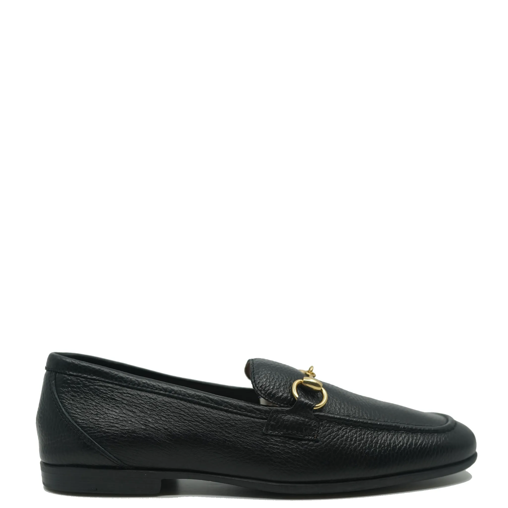 Atlanta Mocassin Black Pebbled Buckle Yacht Loafer