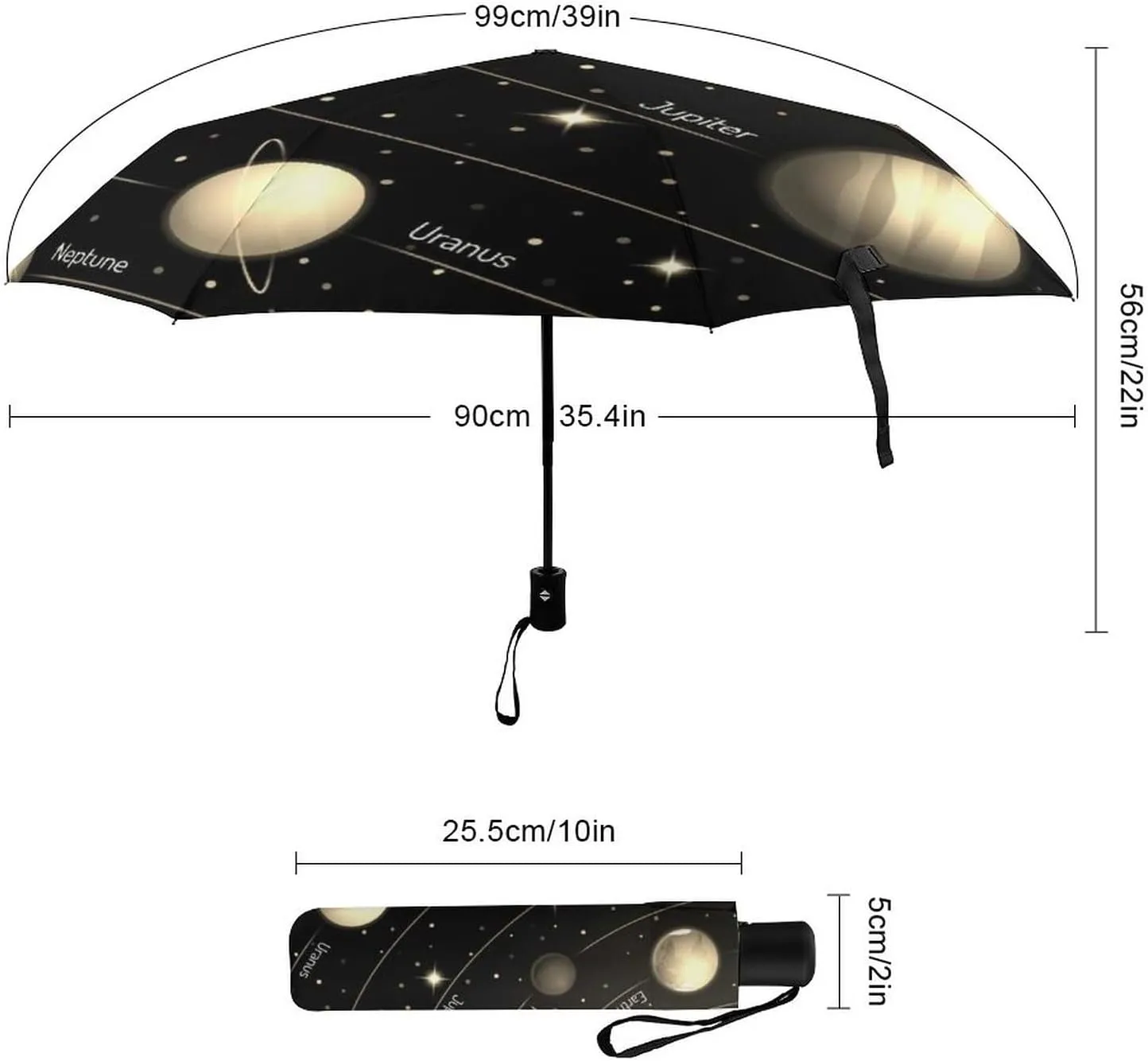 Automatic Travel Sun Parasol 3-Fold 8 Ribs Umbrella, Strong Rain Folding Umbrella UV Protection Outer