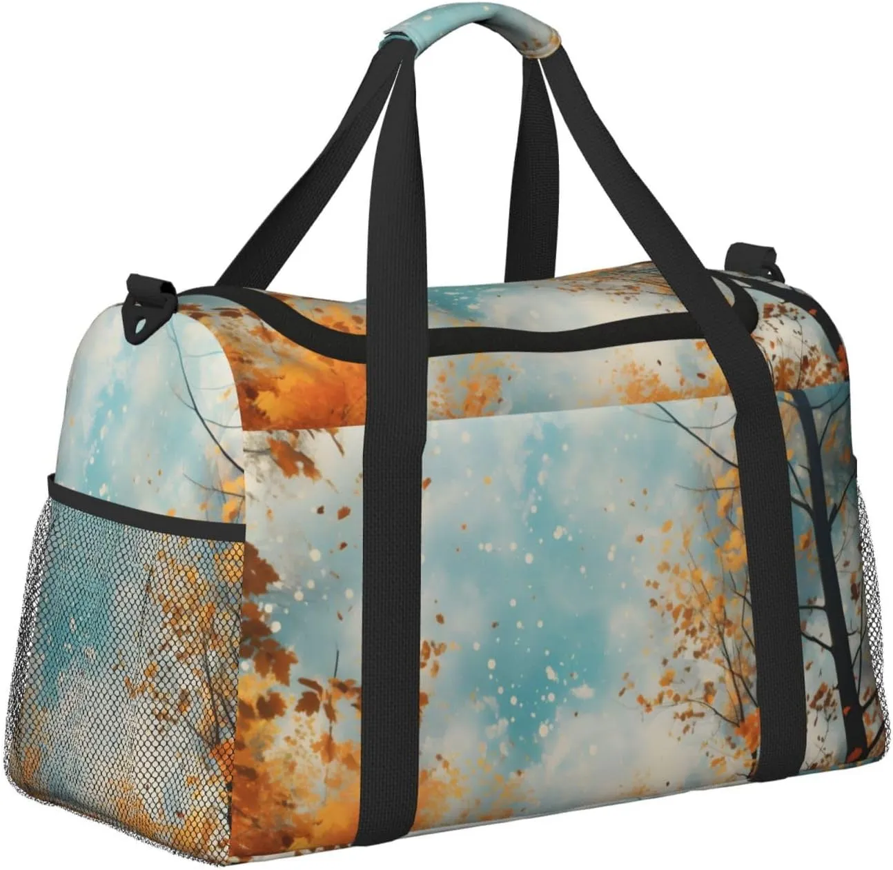 Autumn Forest Tree Travel Duffel Bag with Strap Multi Pockets Sports Bag Handbag Large Shoulder Bag for Gym Weekend Fitness Camping