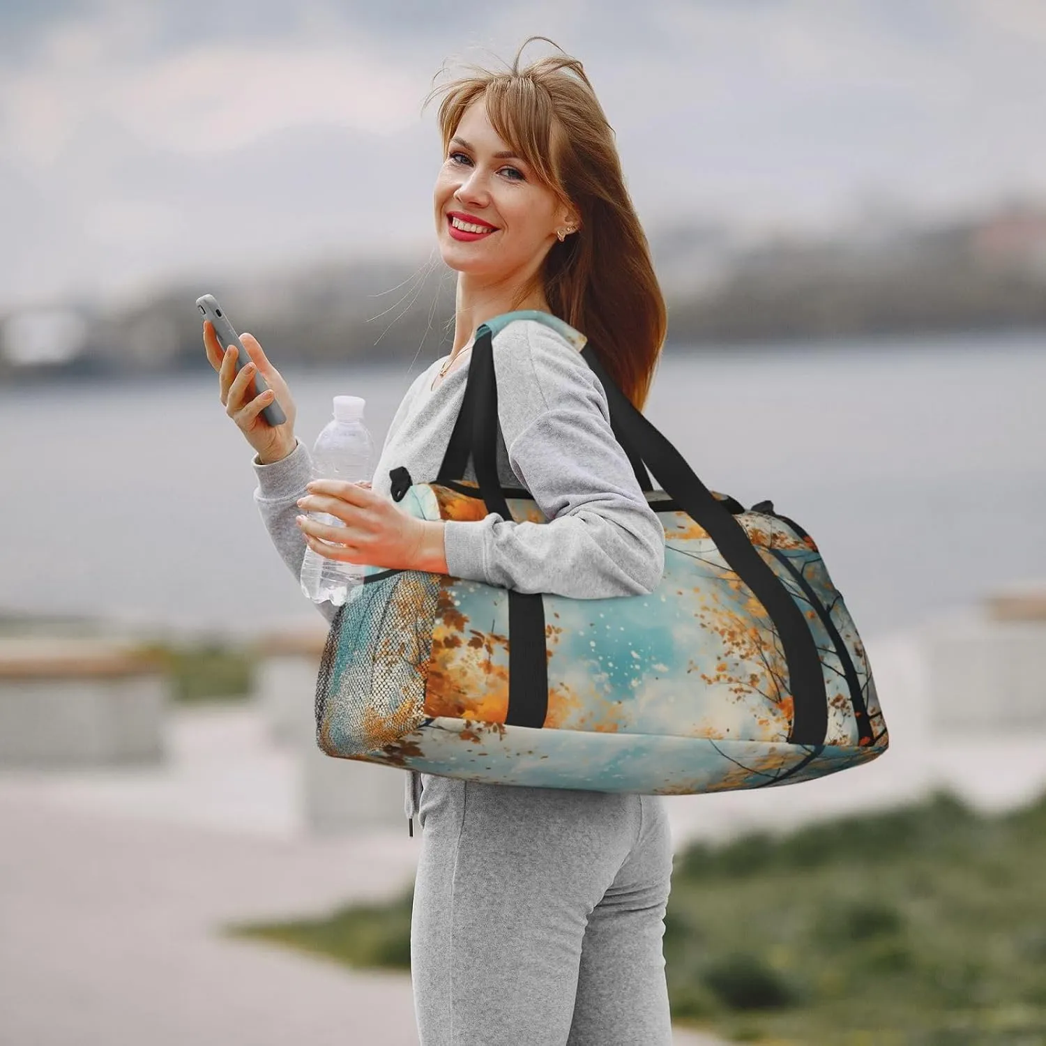 Autumn Forest Tree Travel Duffel Bag with Strap Multi Pockets Sports Bag Handbag Large Shoulder Bag for Gym Weekend Fitness Camping