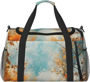 Autumn Forest Tree Travel Duffel Bag with Strap Multi Pockets Sports Bag Handbag Large Shoulder Bag for Gym Weekend Fitness Camping