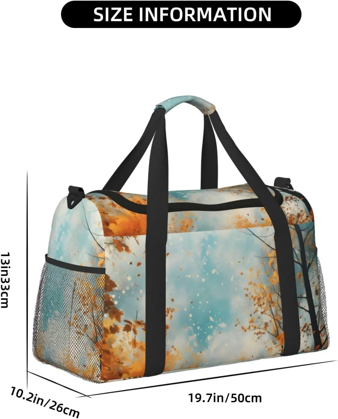 Autumn Forest Tree Travel Duffel Bag with Strap Multi Pockets Sports Bag Handbag Large Shoulder Bag for Gym Weekend Fitness Camping