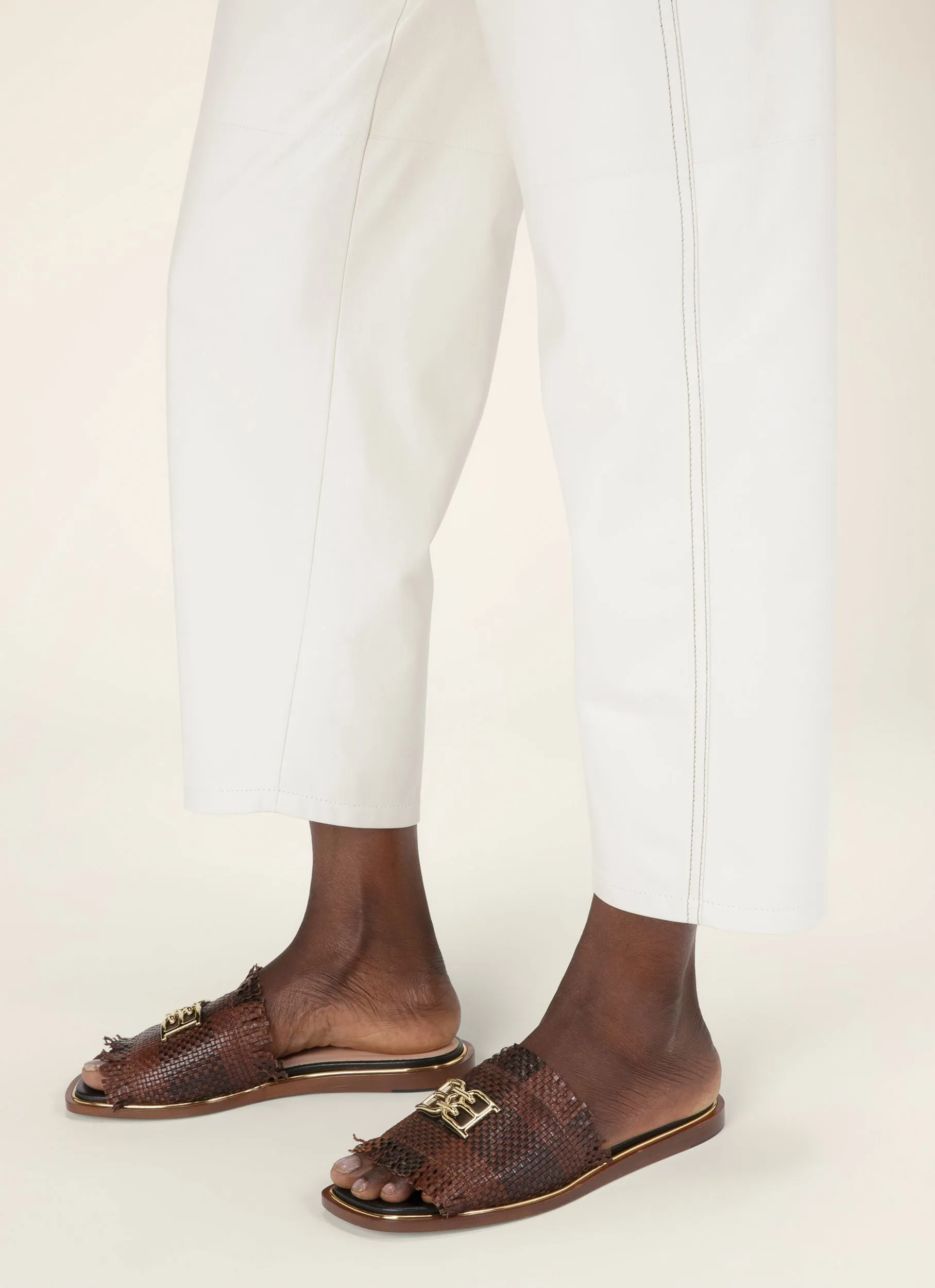 B-Chain Slide in Brown Buffalo Leather
