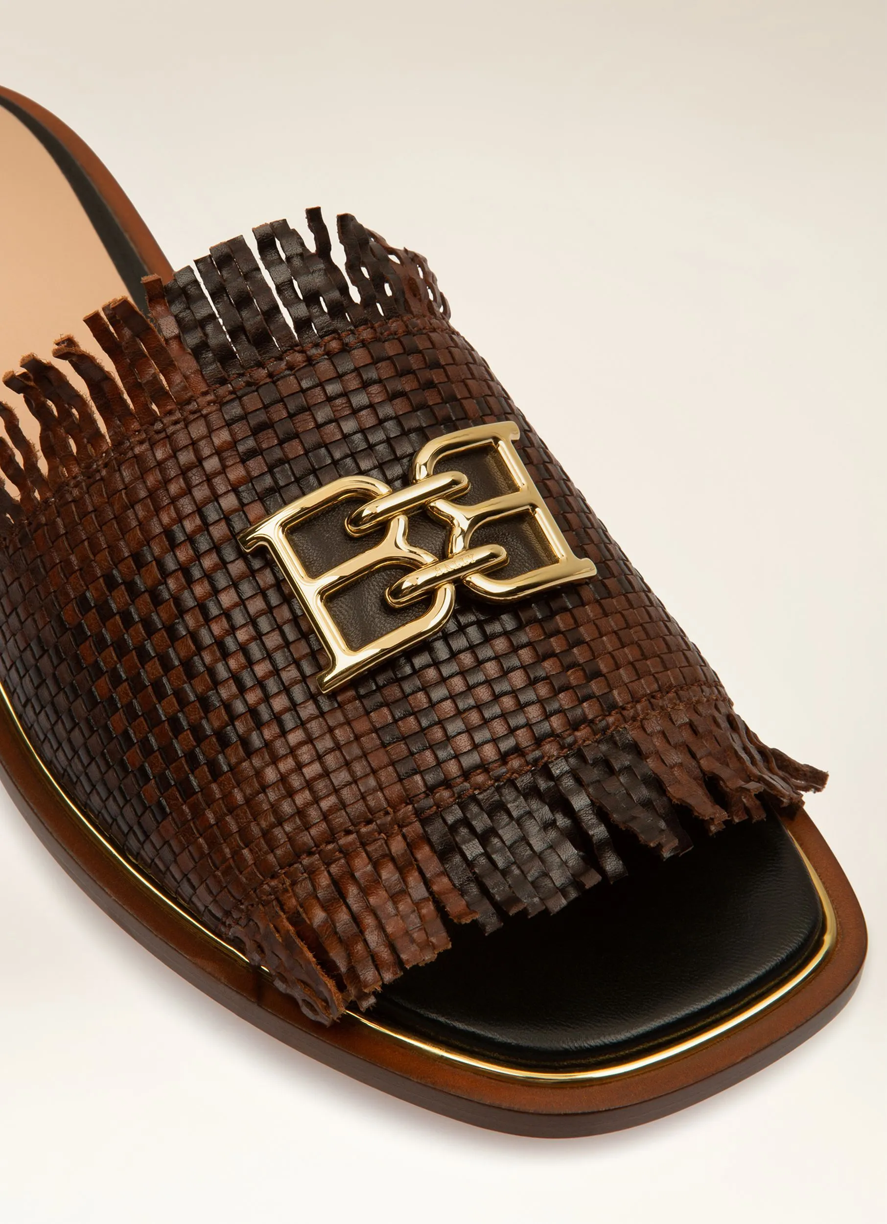 B-Chain Slide in Brown Buffalo Leather
