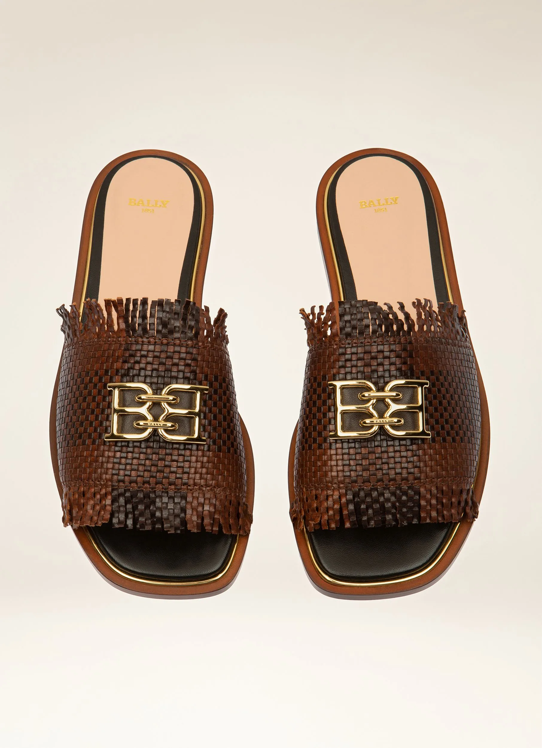 B-Chain Slide in Brown Buffalo Leather