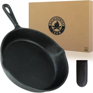 Backcountry Iron 8 Inch Round Medium Pre-Seasoned Cast Iron Skillet