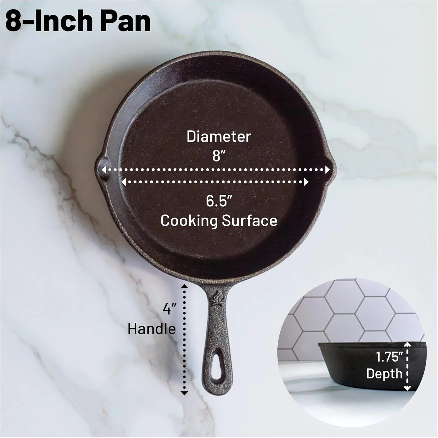Backcountry Iron 8 Inch Round Medium Pre-Seasoned Cast Iron Skillet