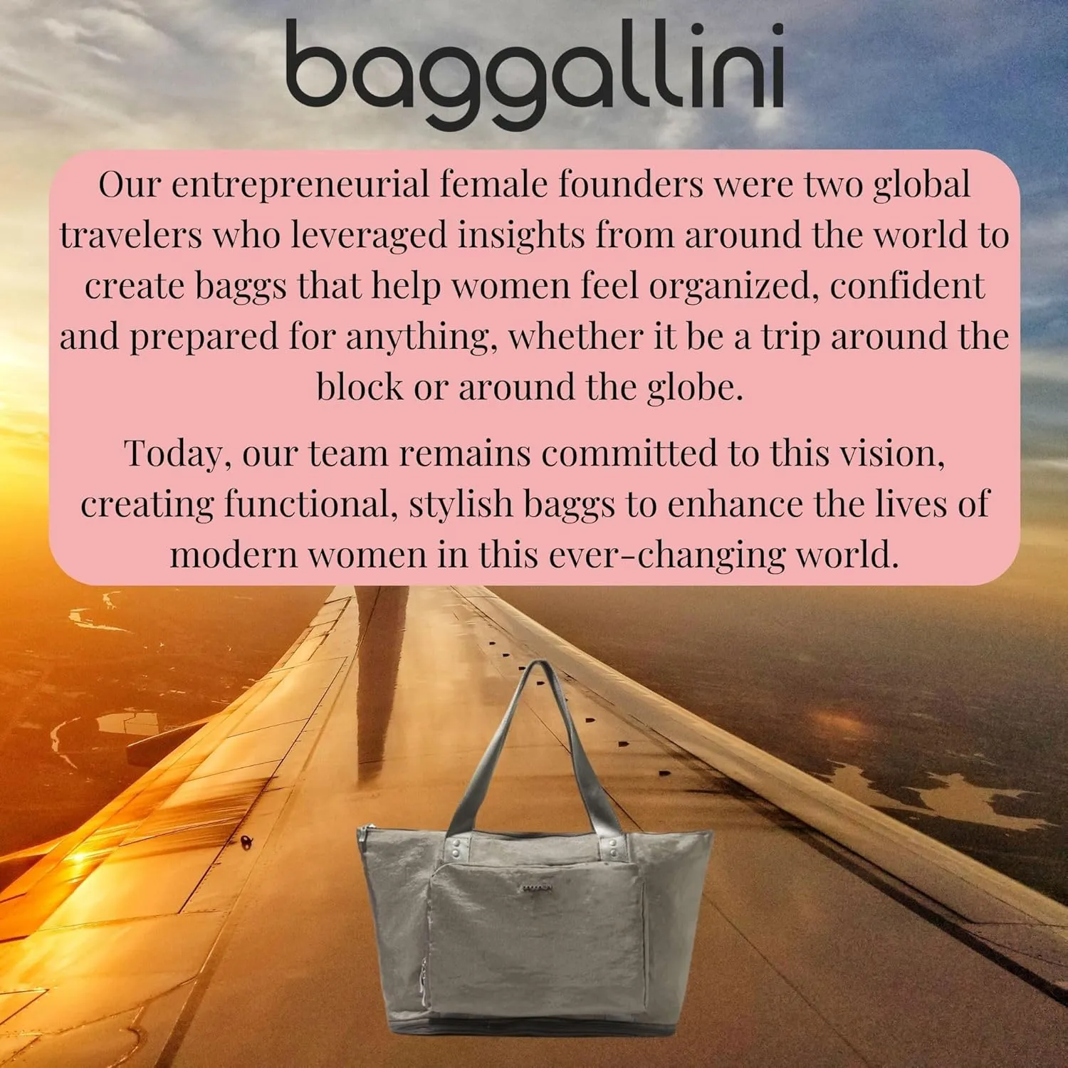 Baggallini Carryall Expandable Lightweight Travel Tote 22" Packable Folding Compact Nylon Washable Weekender w/Luggage Sleeve