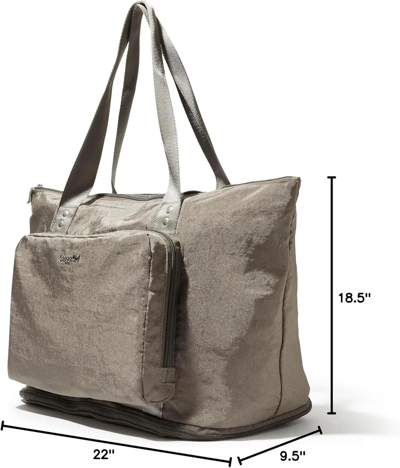 Baggallini Carryall Expandable Lightweight Travel Tote 22" Packable Folding Compact Nylon Washable Weekender w/Luggage Sleeve