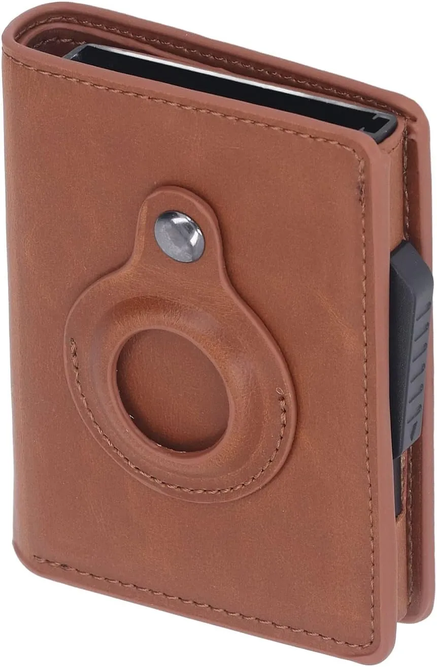 BBAUER Multifunctional Card Bag, Radio Frequency Identification Devices Anti Loss Scratch Resistant Lightweight PU Leather Wallet Durable for Travel (Color : Apricot)