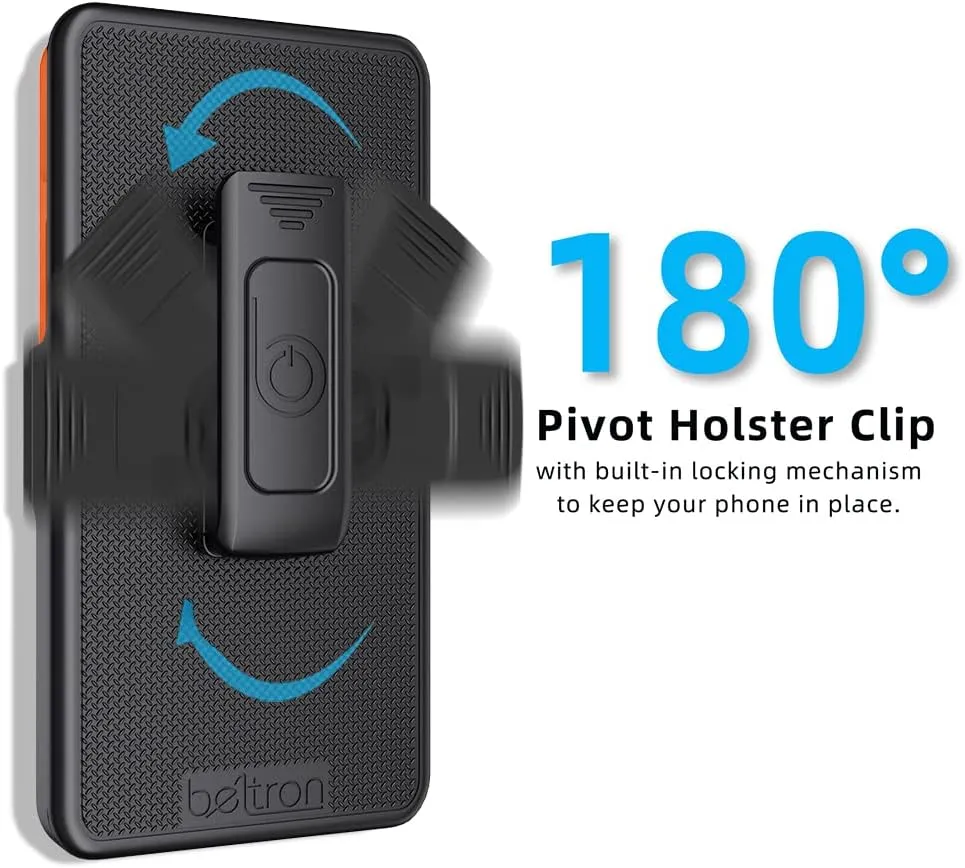 BELTRON Sonim XP10 Case with Holster, Heavy Duty Belt Clip with Swivel Clip for Sonim XP10 (AT&T FirstNet T-Mobile Verizon XP9900) Secure Fit & Built-in Kickstand (Industrial Strength) - Safety Orange
