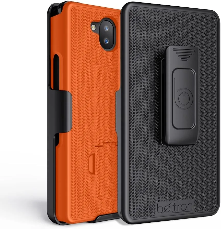BELTRON Sonim XP10 Case with Holster, Heavy Duty Belt Clip with Swivel Clip for Sonim XP10 (AT&T FirstNet T-Mobile Verizon XP9900) Secure Fit & Built-in Kickstand (Industrial Strength) - Safety Orange