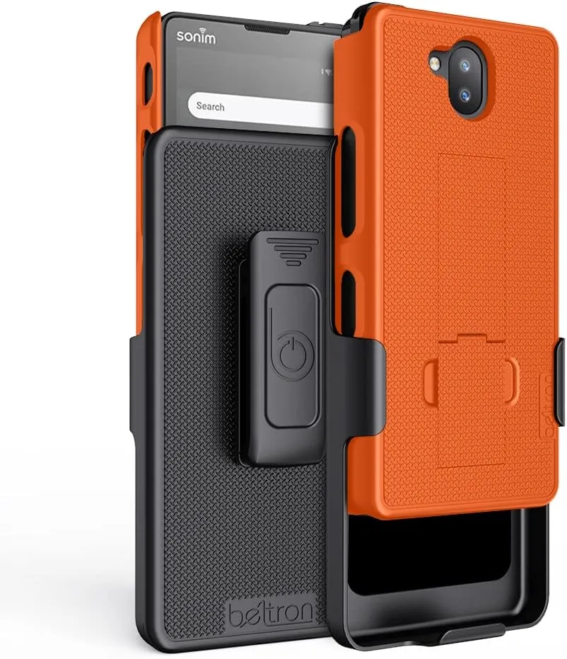 BELTRON Sonim XP10 Case with Holster, Heavy Duty Belt Clip with Swivel Clip for Sonim XP10 (AT&T FirstNet T-Mobile Verizon XP9900) Secure Fit & Built-in Kickstand (Industrial Strength) - Safety Orange