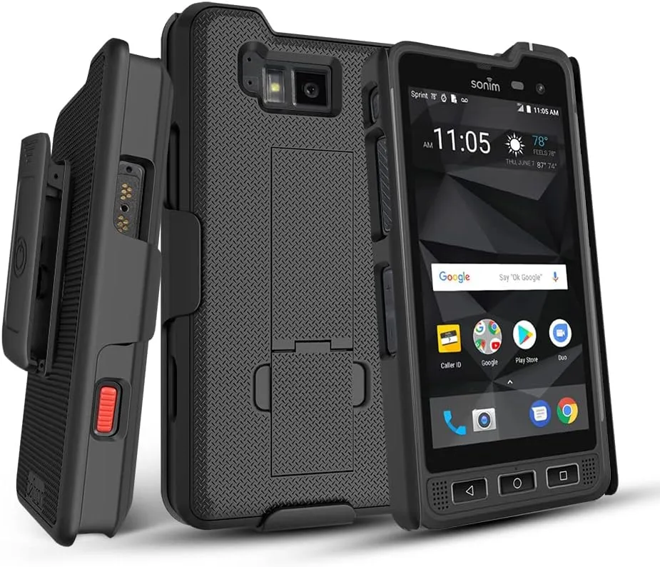 BELTRON Sonim XP8 Case with Clip, Heavy Duty Case with Swivel Belt Clip for Sonim XP8 (AT&T FirstNet Sprint XP8800) Features: Secure Fit & Built-in Kickstand (Black) Supports 2.25" Duty Belt