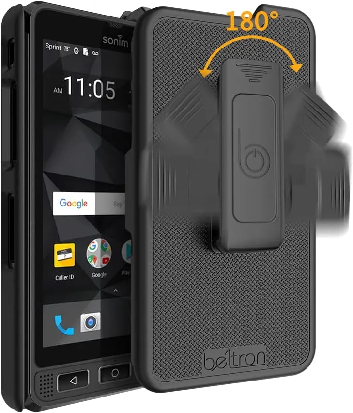 BELTRON Sonim XP8 Case with Clip, Heavy Duty Case with Swivel Belt Clip for Sonim XP8 (AT&T FirstNet Sprint XP8800) Features: Secure Fit & Built-in Kickstand (Black) Supports 2.25" Duty Belt