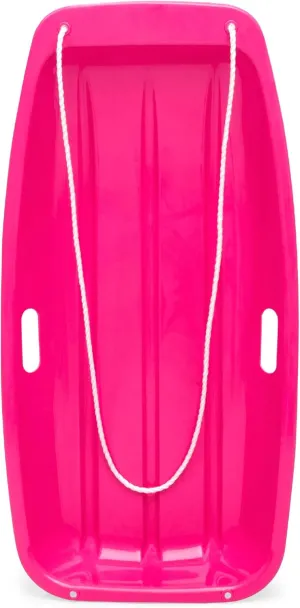 Best Choice Products 35in Kids Plastic Toboggan Snow Sled w/Pull Rope, 2 Handles