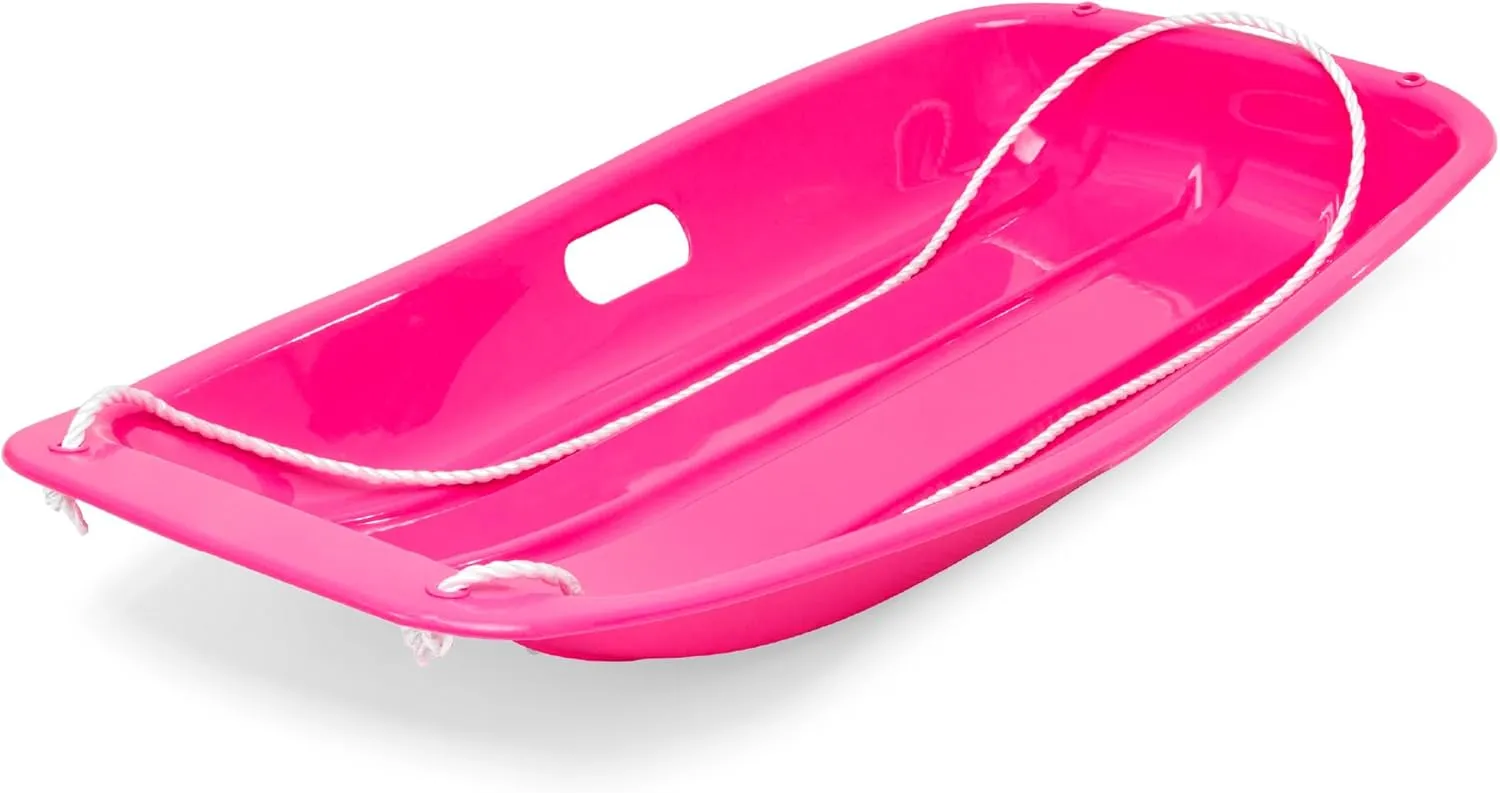 Best Choice Products 35in Kids Plastic Toboggan Snow Sled w/Pull Rope, 2 Handles