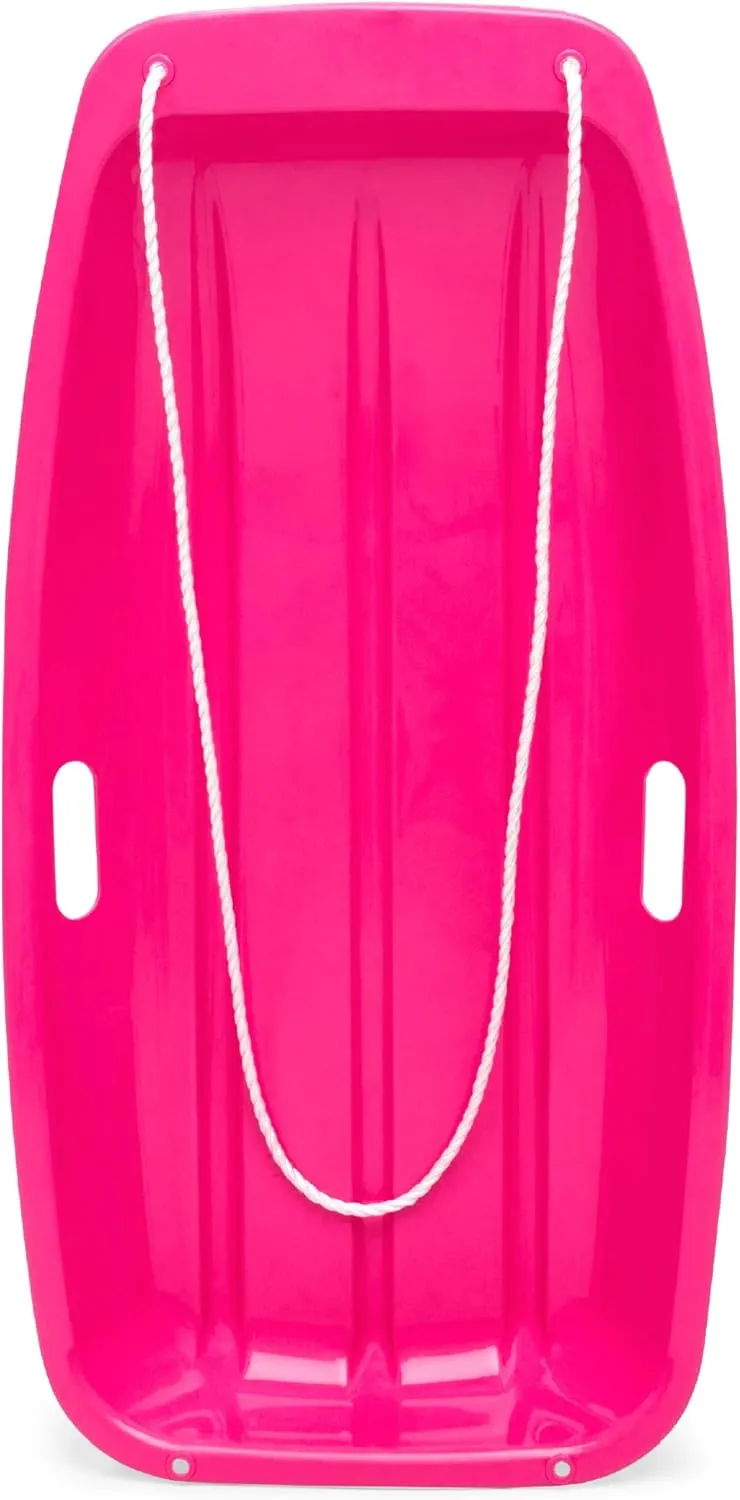Best Choice Products 35in Kids Plastic Toboggan Snow Sled w/Pull Rope, 2 Handles