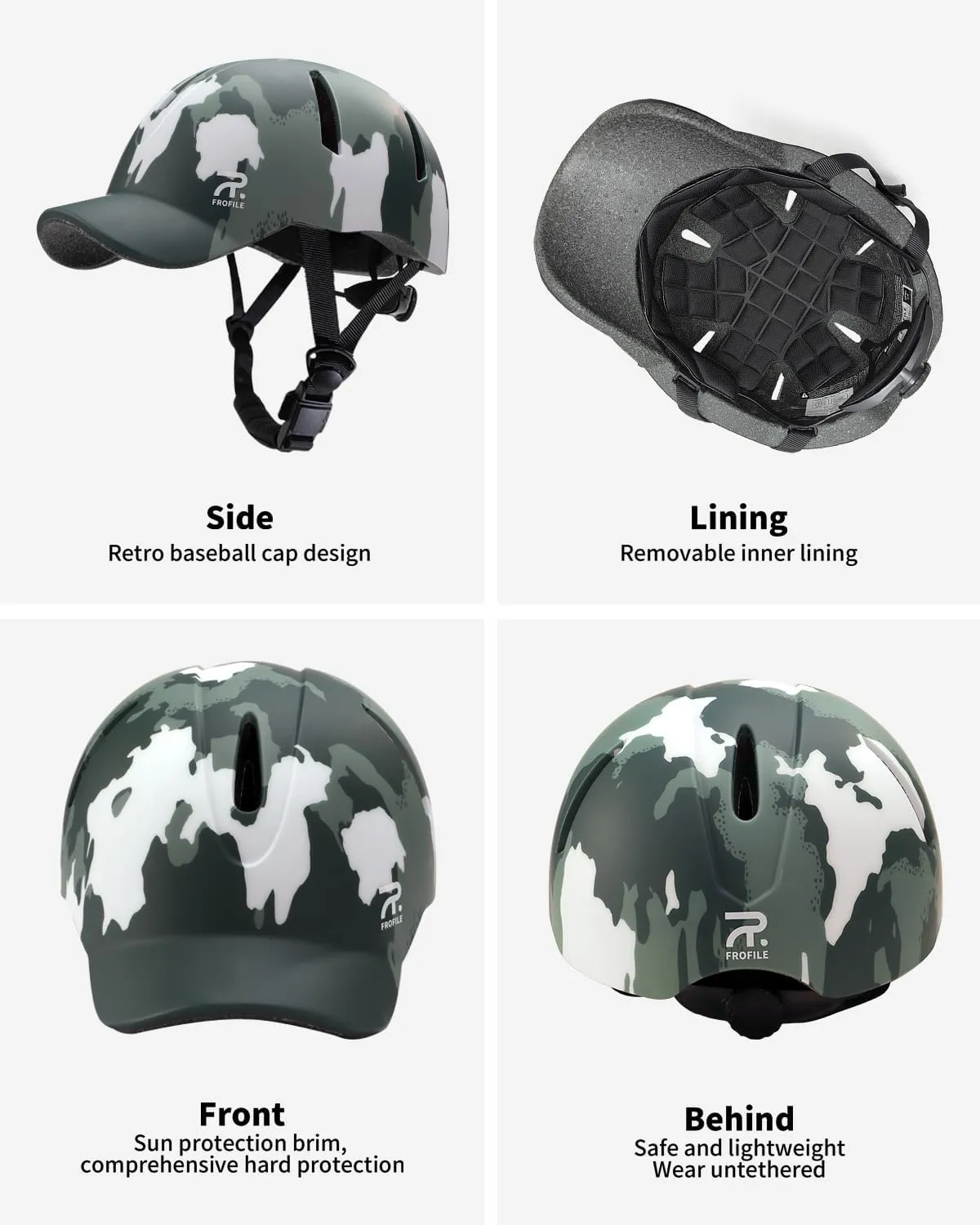 Bike Helmet for Adult Men & Women - Magnetic Buckle, Baseball Cap Style Bicycle Helmet with Visor